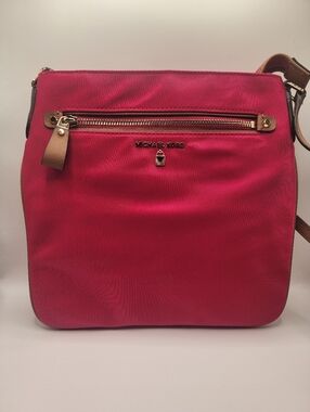Michael Kors Pink Nylon Crossbody Bag | Gold Hardware | Adjustable Strap |